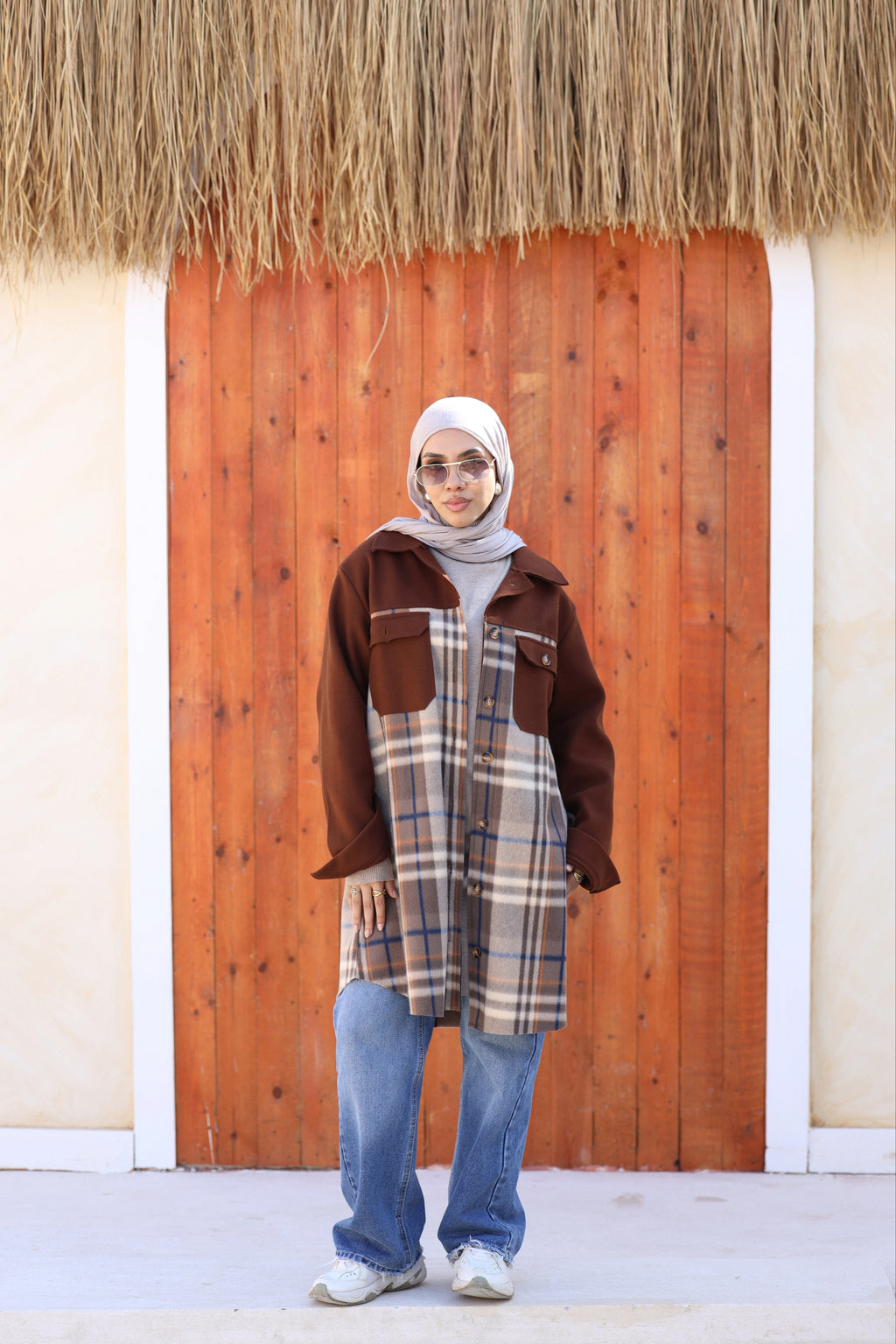 Brown Checked Wool Jacket