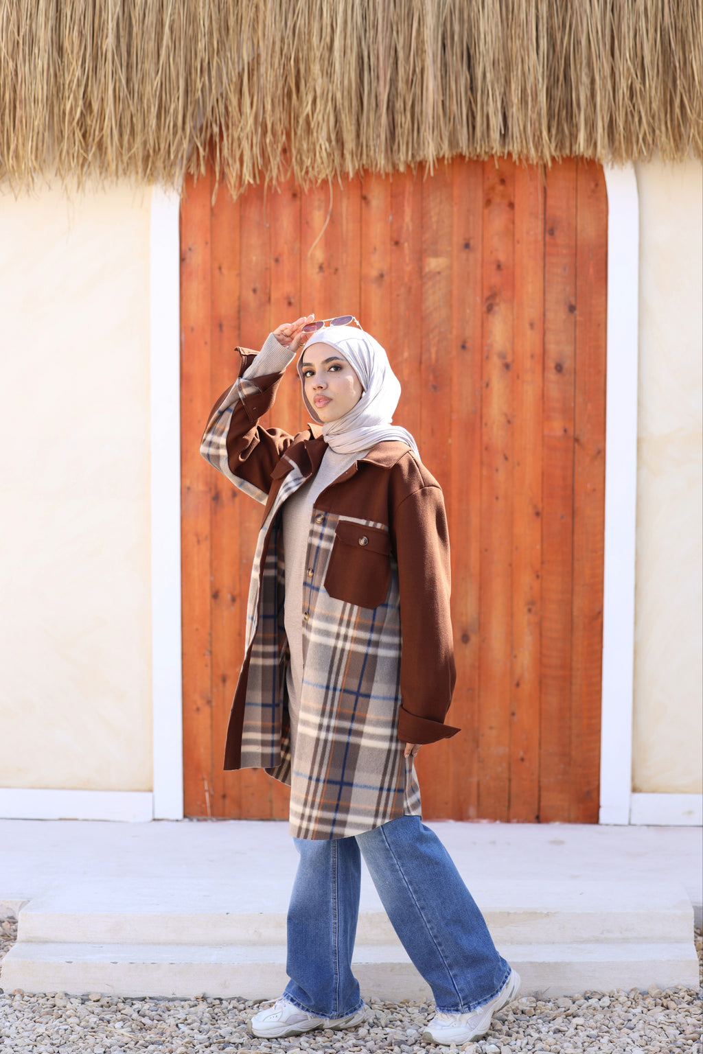 Brown Checked Wool Jacket