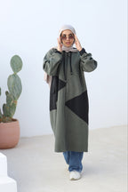 Olive Stretch-Wool Long Jacket