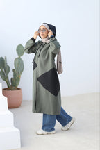 Olive Stretch-Wool Long Jacket