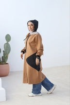 Camel Stretch-Wool Long Jacket