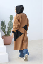Camel Stretch-Wool Long Jacket